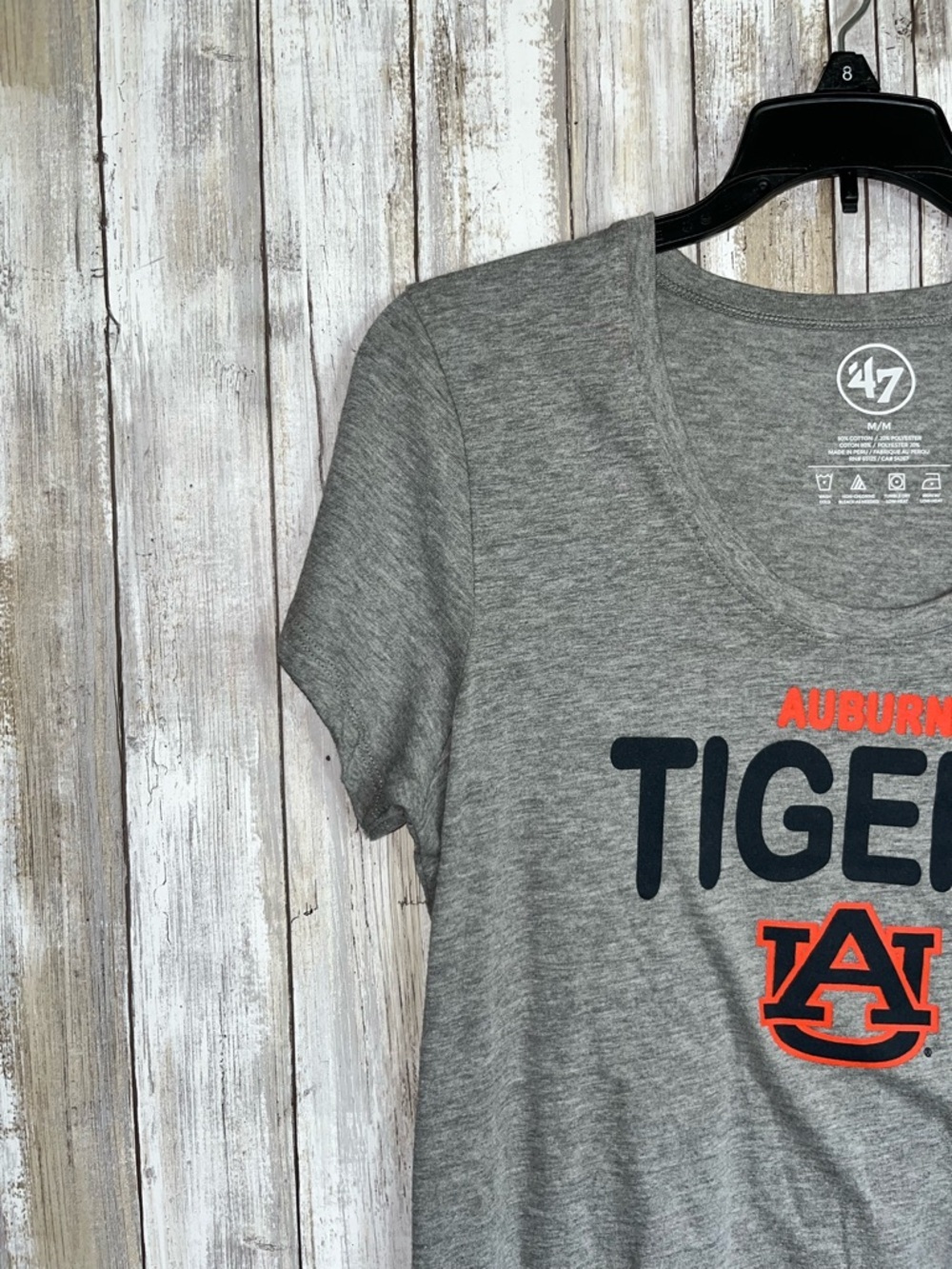 Auburn Tigers T Shirt Womens Medium NWT 47 Brand Gray College Football - Picture 3 of 6